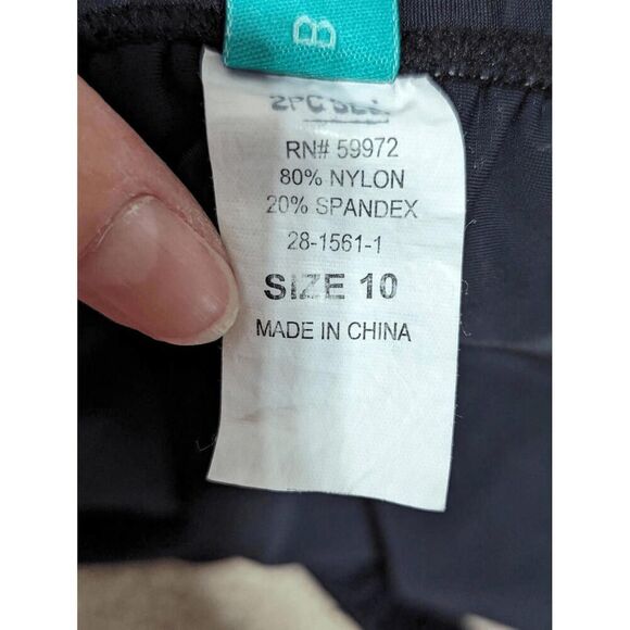 Beach Bay Women's 2 Piece Orange Floral Top Black Bottom Swim Suit Size 10 - Picture 7 of 9